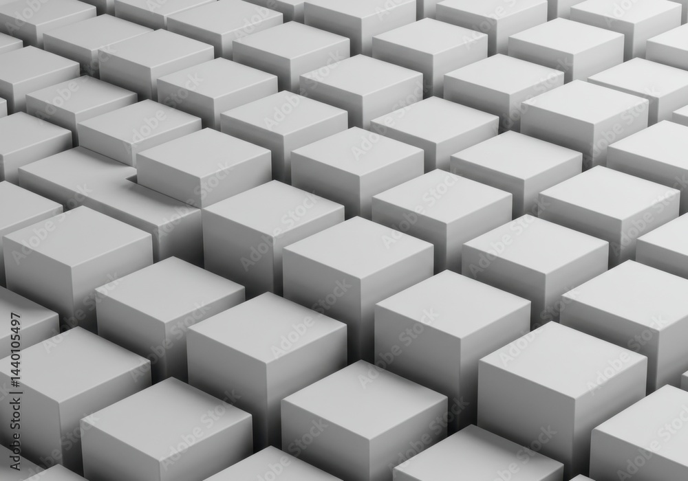 Abstract 3D Render of Geometric Cubes Pattern: A Monochromatic White Cube Field with Depth and Texture Abstract 3D Render of Geometric Cubes Pattern: A Monochromatic White Cube Field with Depth and Texture
