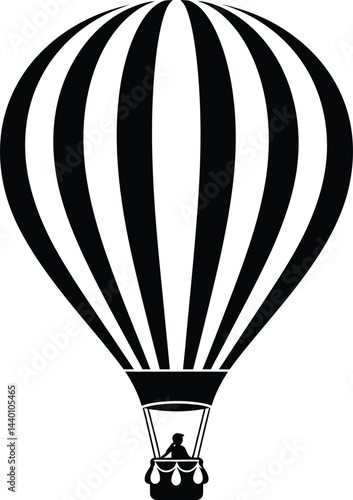 Striped Hot Air Balloon Vector Illustration