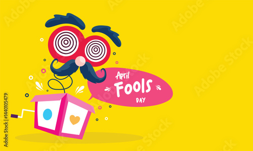 Crazy Glasses and Mustache on Yellow Background
