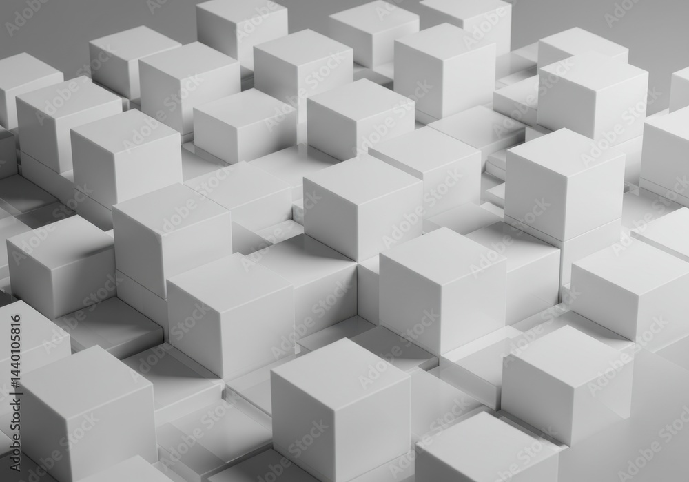 Abstract 3D Render of Interlocking White Cubes Geometric Pattern Minimalist Design Modern Architecture Abstract 3D Render of Interlocking White Cubes Geometric Pattern Minimalist Design Modern Architecture