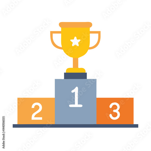 Podium with Trophy: Success, Achievement, and Winning Concept Illustration