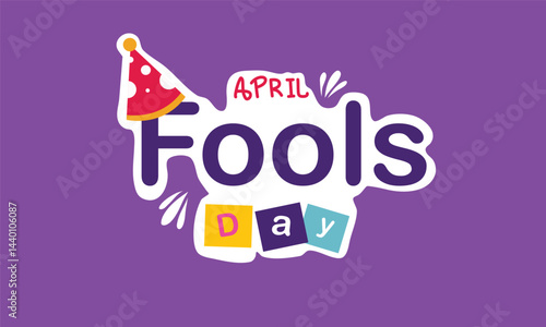 Colorful April Fools Day Text with Party Hat