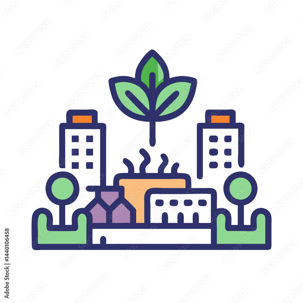 Fototapeta premium Sustainable City Development: Green Energy, Urban Planning, and Eco-Friendly Infrastructure Illustration
