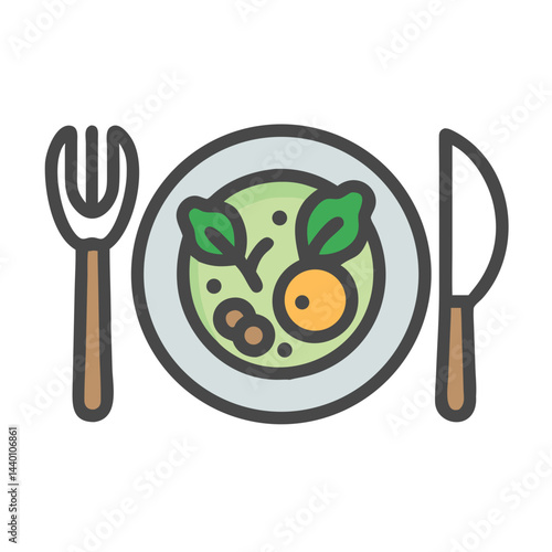 Healthy Salad Plate Vector Illustration: Food, Nutrition, Diet, and Deliciousness