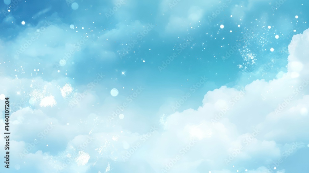 Dreamy blue sky with fluffy white clouds and a soft, ethereal atmosphere. Dreamy blue sky with fluffy white clouds and a soft, ethereal atmosphere.