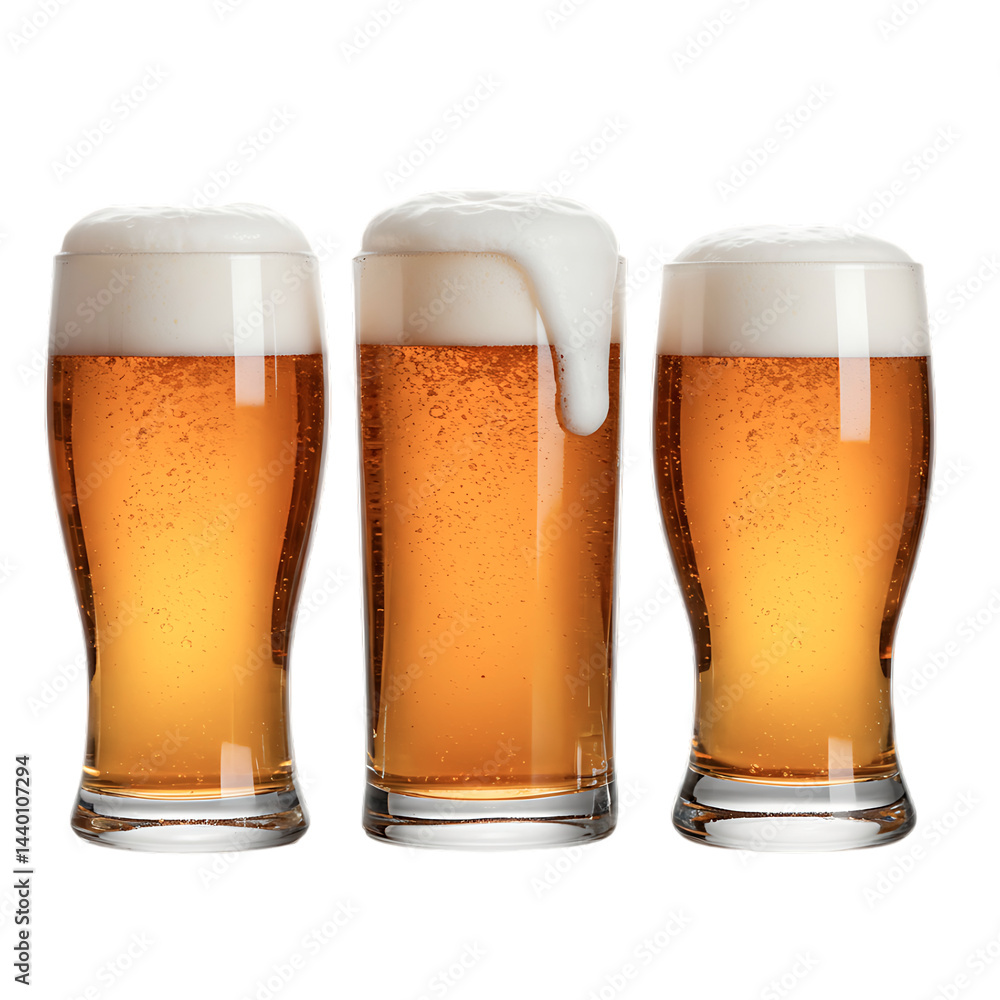 Amber Beer Glasses with Foam Amber Beer Glasses with Foam