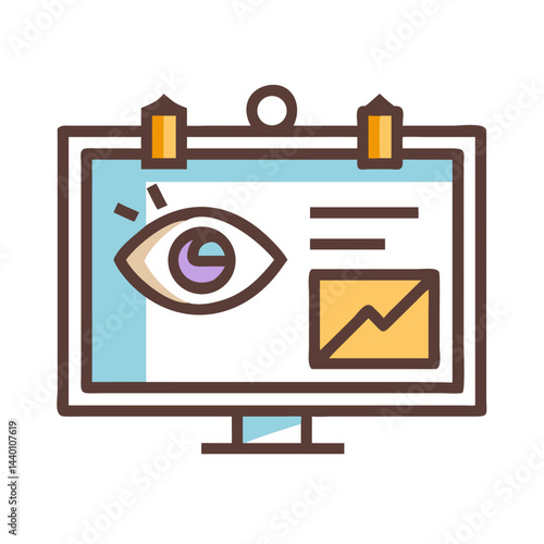 Data Analytics Dashboard with Eye and Graph on a Computer Screen Icon
