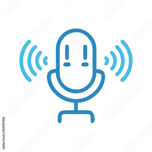 Microphone Icon with Sound Waves, Podcast, and Voice Recording