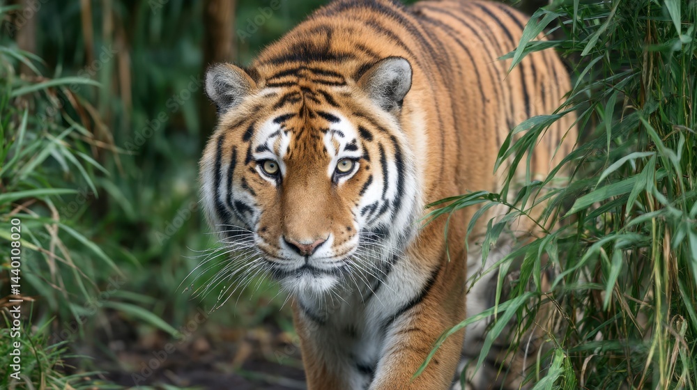 Fototapeta premium Siberian Tiger Strolling Through Jungle