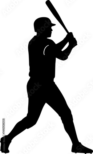 Baseball player silhouette design vector. Baseball swing vector silhouette illustration on a white background
