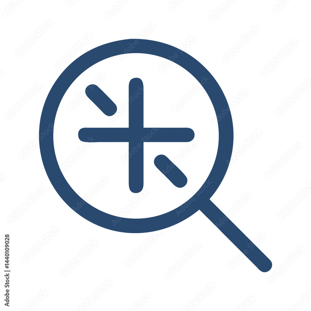 Fototapeta premium Zoom Out Magnifying Glass Icon in Blue on Black Background
