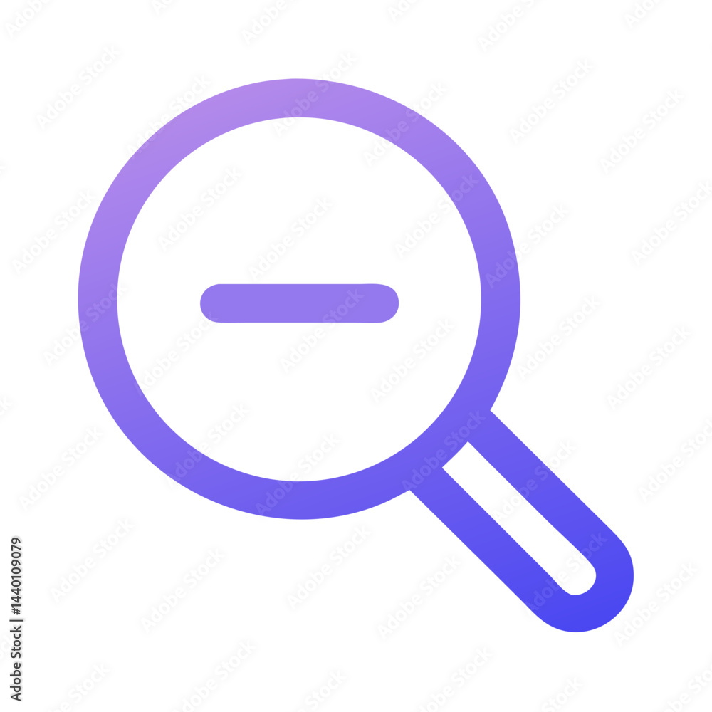 Subtract Magnifier Icon with Purple Gradient on Black Background for Website and App Subtract Magnifier Icon with Purple Gradient on Black Background for Website and App
