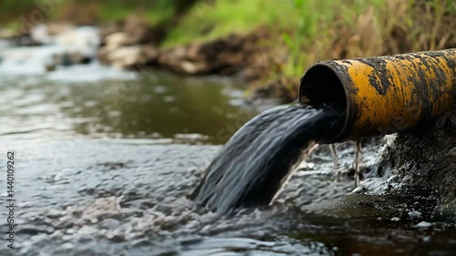 Wallpaper Mural Industrial pipe dumping waste into river causing environmental pollution Torontodigital.ca