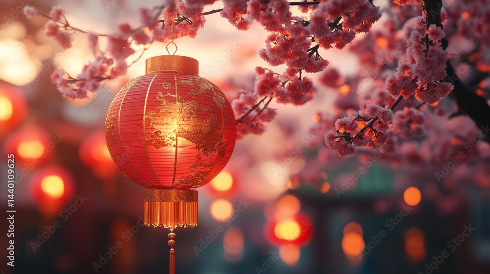 Obraz premium Red lantern decoration for Chinese new year festive. China traditional culture, Celebrate Chinese New Year. South East Asia Celebrating