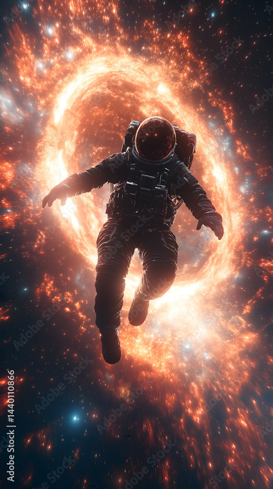 Astronaut Falling into a Fiery Nebula Astronaut Falling into a Fiery Nebula