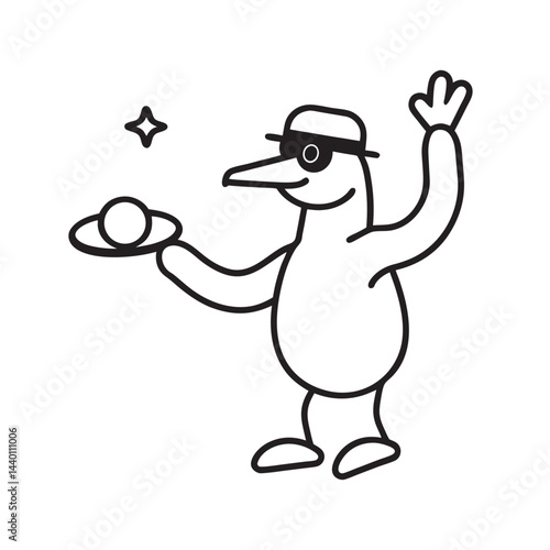 Duck dj with sideways cap and glowing glasses