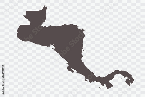 Central America Map Minimalist  High-Quality PNG  Ash Color on Transparent Background Perfect for presentations infographics educational materials and graphic design projects