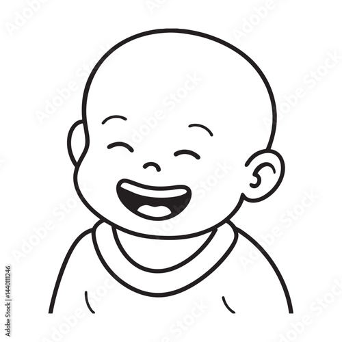 Laughing baby with rosy cheeks and sparkling teeth