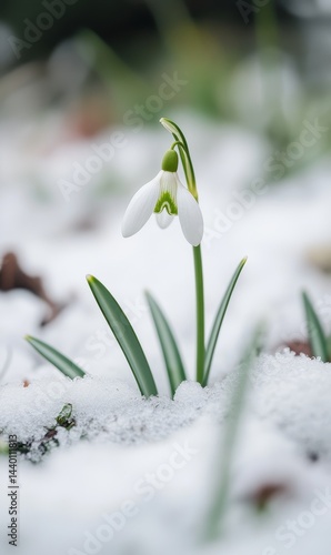 Wallpaper Mural Delicate snowdrop emerging from winter snow Torontodigital.ca