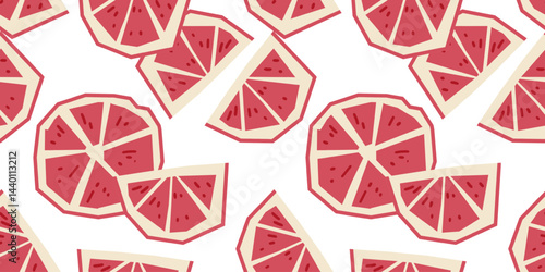Seamless Citrus Grapefruit Slice Pattern