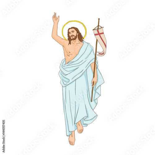 Canvastavla resurrected jesus with flag