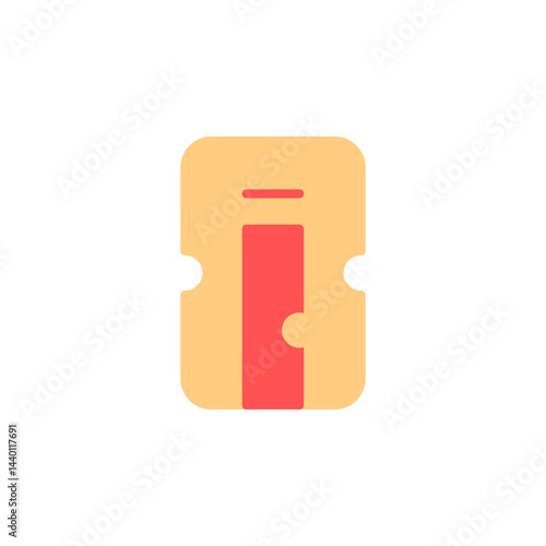Colorful Stationery Icon Featuring a Pencil Sharpener in Vibrant Red and Yellow Colors Designed for Office and School Use