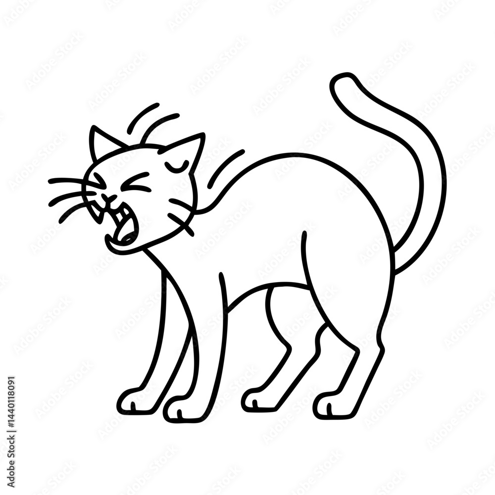 Obraz premium hissing black cat icon, hissing black cat line art - simple line art of hissing black cat, perfect for hissing black cat logos and icons