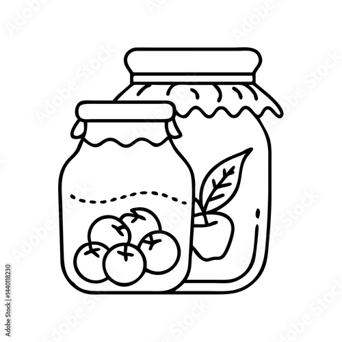 homemade preserves icon, homemade preserves line art - simple line art of homemade preserves, perfect for homemade preserves logos and icons