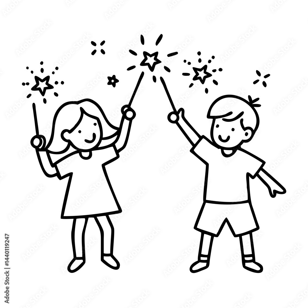 kids with sparklers icon, kids with sparklers line art - simple line art of kids with sparklers, perfect for kids with sparklers logos and icons kids with sparklers icon, kids with sparklers line art - simple line art of kids with sparklers, perfect for kids with sparklers logos and icons