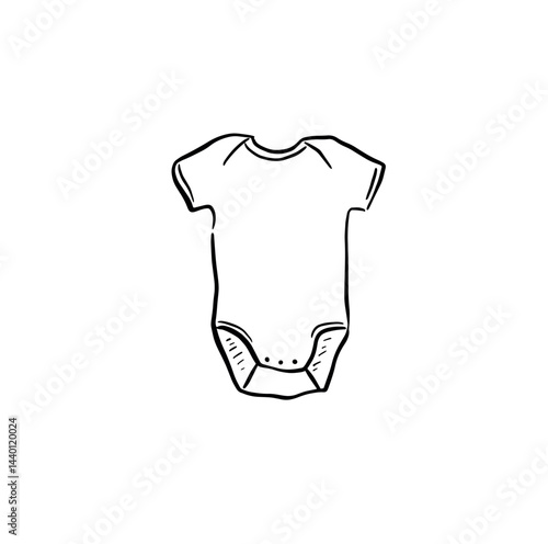 A hand drawn babies vest in black and white. Children's clothing vector.