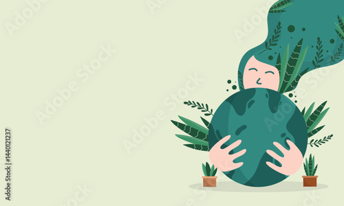 Green nature hugging Earth for environment love