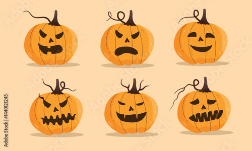 Scary pumpkin faces for Halloween celebration design
