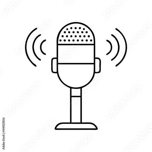 microphone for spoken word icon, microphone for spoken word line art - simple line art of microphone for spoken word, perfect for microphone for spoken word logos and icons