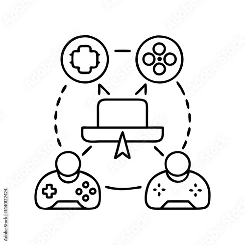 multiplayer icon, multiplayer line art - simple line art of multiplayer, perfect for multiplayer logos and icons
