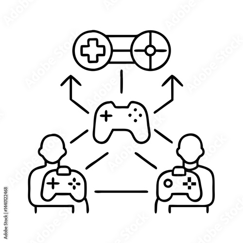 multiplayer icon, multiplayer line art - simple line art of multiplayer, perfect for multiplayer logos and icons