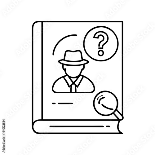 mystery novel icon, mystery novel line art - simple line art of mystery novel, perfect for mystery novel logos and icons