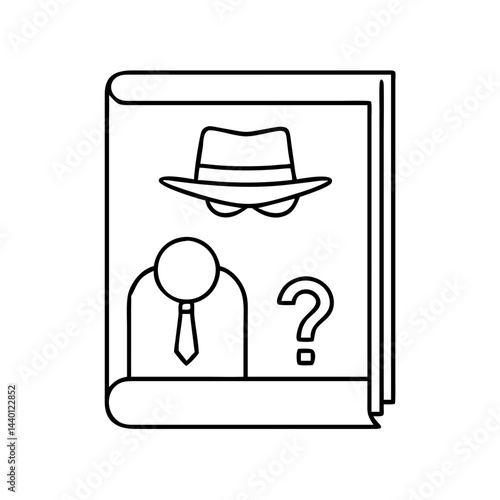mystery novel icon, mystery novel line art - simple line art of mystery novel, perfect for mystery novel logos and icons