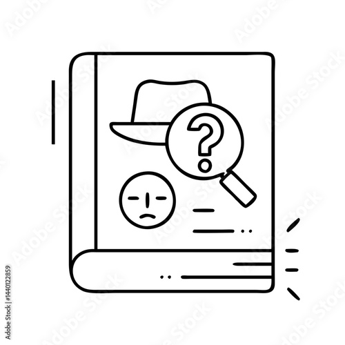 mystery novel icon, mystery novel line art - simple line art of mystery novel, perfect for mystery novel logos and icons