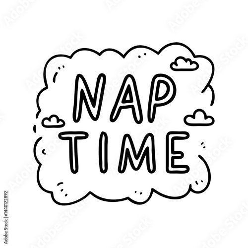 nap time text icon, nap time text line art - simple line art of nap time text, perfect for nap time text logos and icons