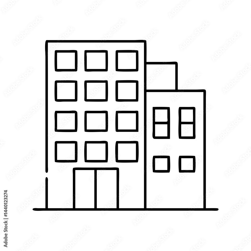 office building icon, office building line art - simple line art of office building, perfect for office building logos and icons office building icon, office building line art - simple line art of office building, perfect for office building logos and icons