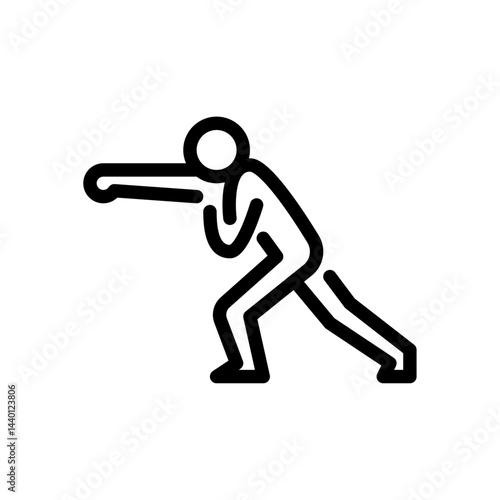 shadow punch outline icon. stickman black line art illustration.