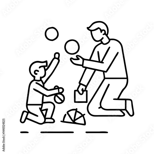 parent and child playing together icon, parent and child playing together line art - simple line art of parent and child playing together, perfect for parent and child playing together logos and icons