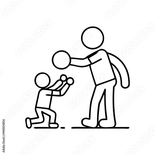 parent and child playing together icon, parent and child playing together line art - simple line art of parent and child playing together, perfect for parent and child playing together logos and icons
