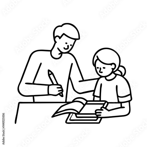 parent helping child with homework icon