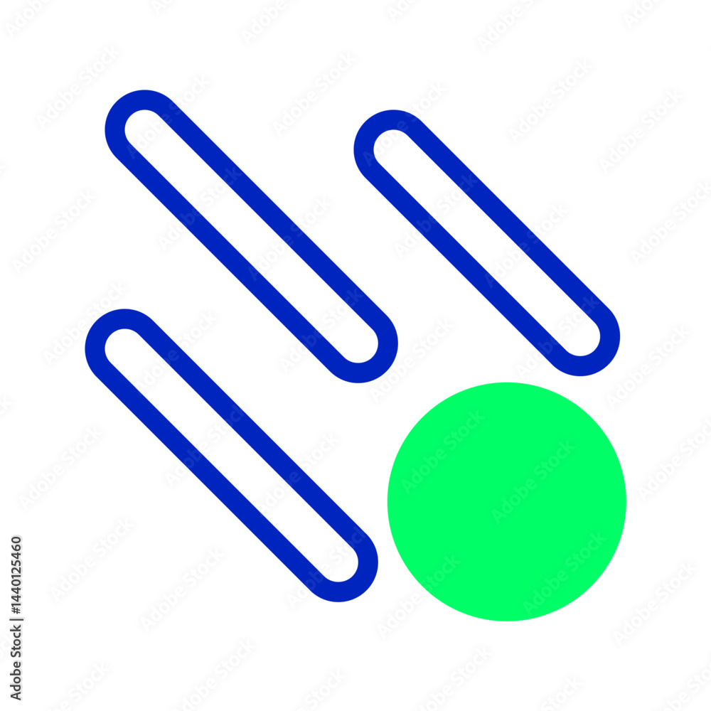 Abstract representation featuring geometric blue shapes and a vibrant green circle Abstract representation featuring geometric blue shapes and a vibrant green circle