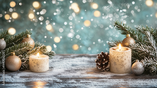 Christmas holiday lights and decorations with a warm sparkly glow, evoking joy and celebration
