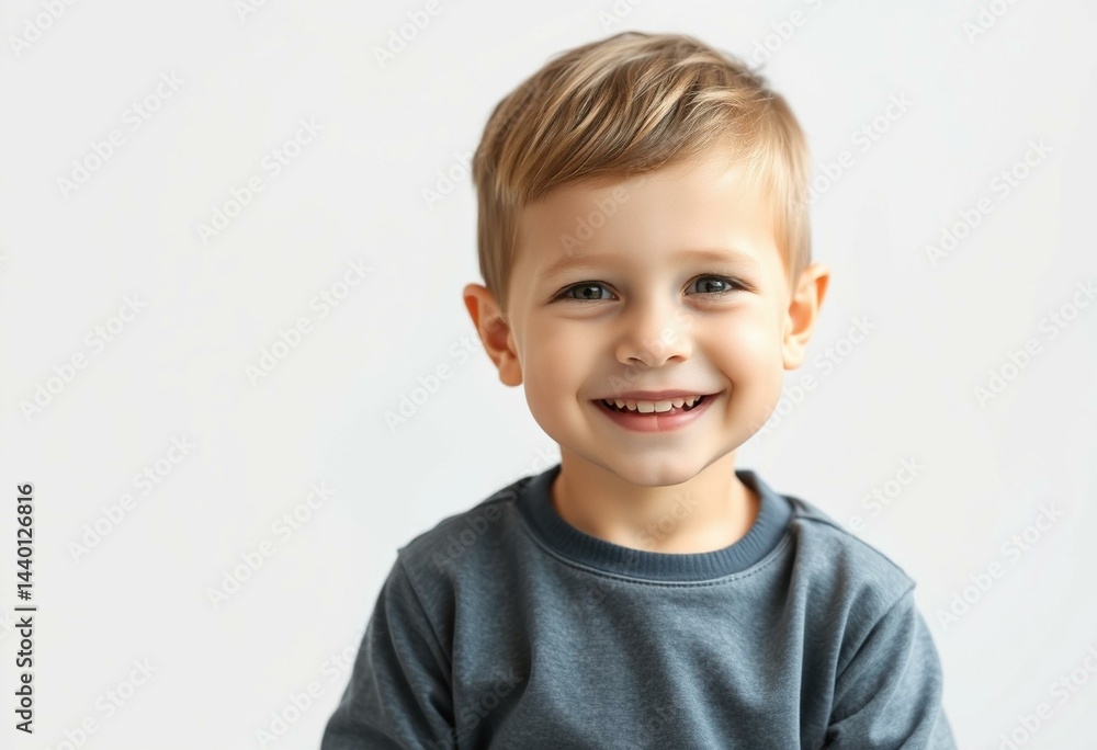 Portrait of a 3-year-old boy with a big smile and calm expression Portrait of a 3-year-old boy with a big smile and calm expression