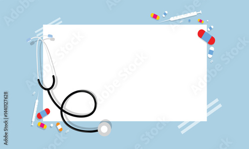 Medical Background with Stethoscope and Blue Frame