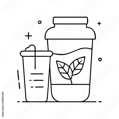 plant based protein shake icon, plant based protein shake line art - simple line art of plant based protein shake, perfect for plant based protein shake logos and icons