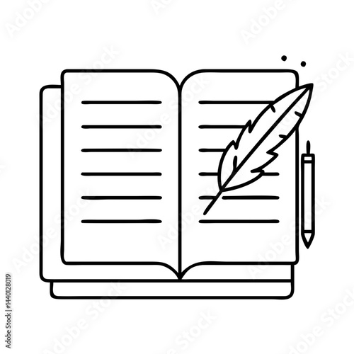 poetry journal icon, poetry journal line art - simple line art of poetry journal, perfect for poetry journal logos and icons